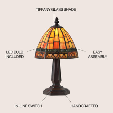 Carter Tiffany Style 12" LED Table Lamp - JONATHAN Y